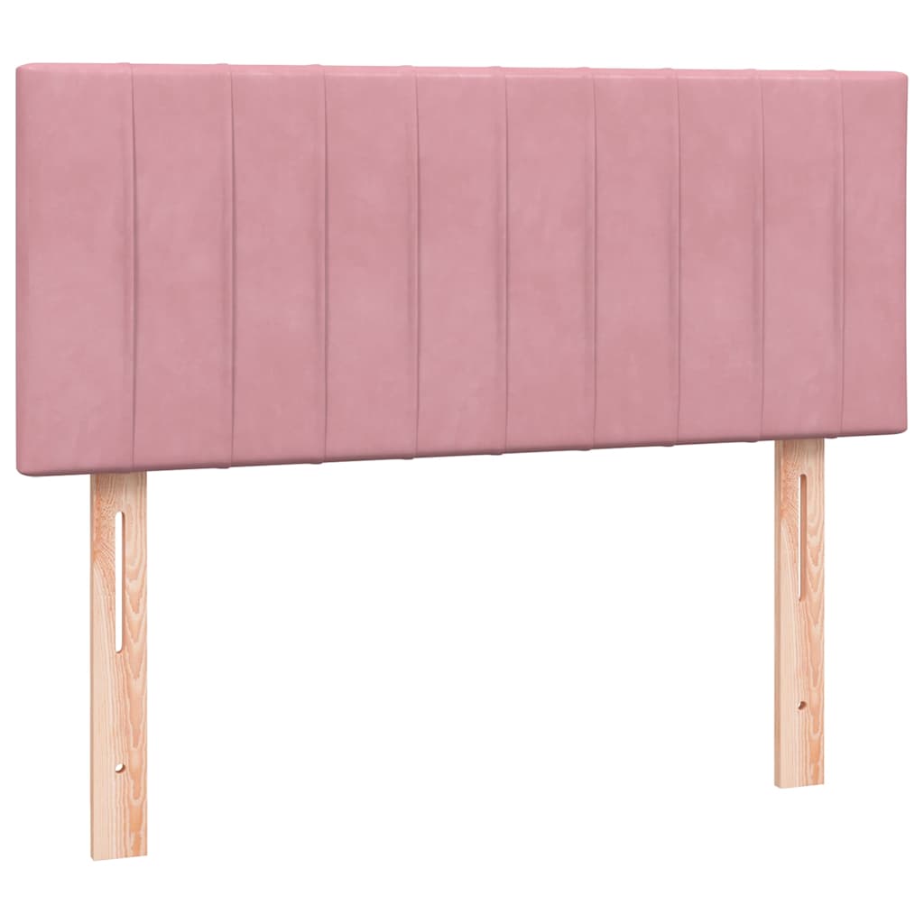 vidaXL Κρεβάτι Boxspring με Στρώμα & LED ροζ 120x220 cm Βελούδινο