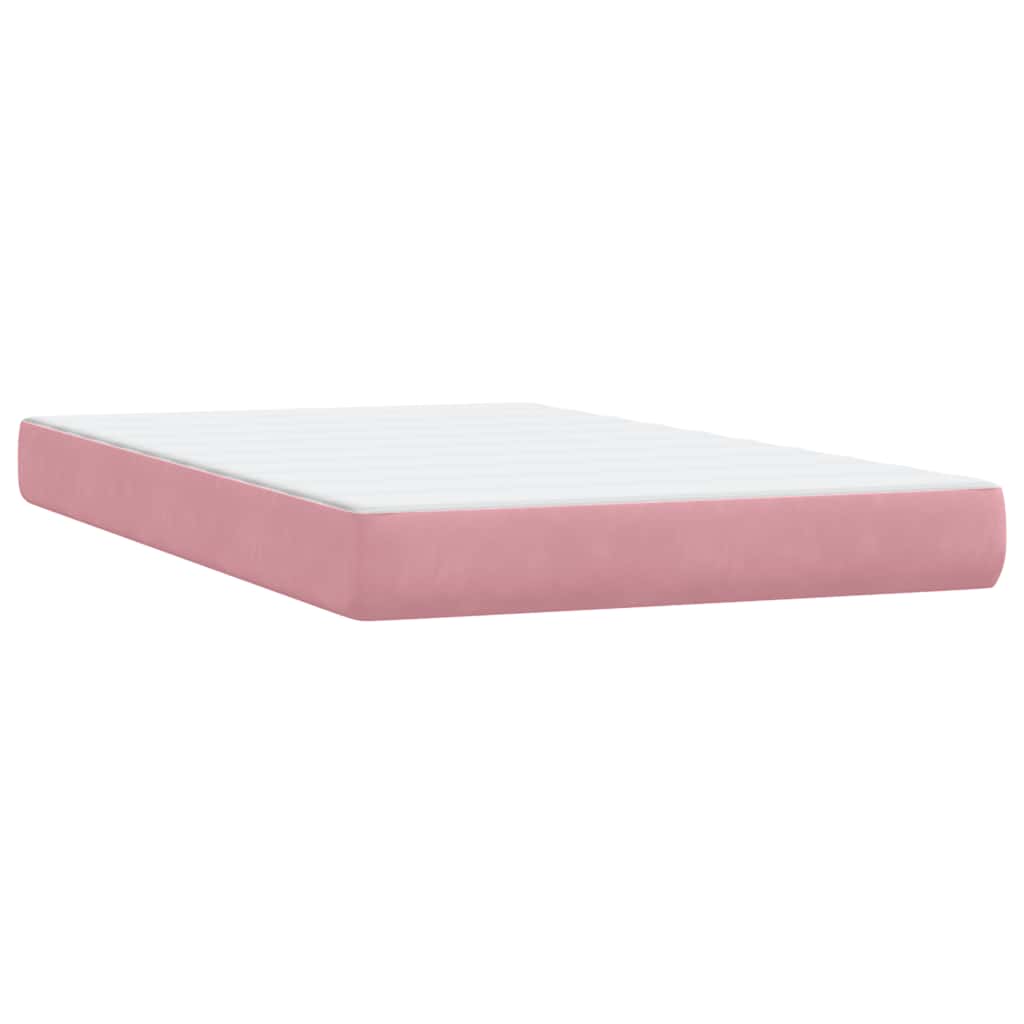 vidaXL Κρεβάτι Boxspring με Στρώμα & LED ροζ 120x220 cm Βελούδινο