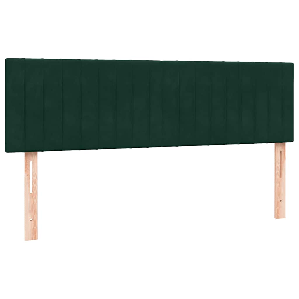 vidaXL Κρεβάτι Boxspring με Στρώμα & LED σκούρο πράσινο 160x220cm Βελούδινο