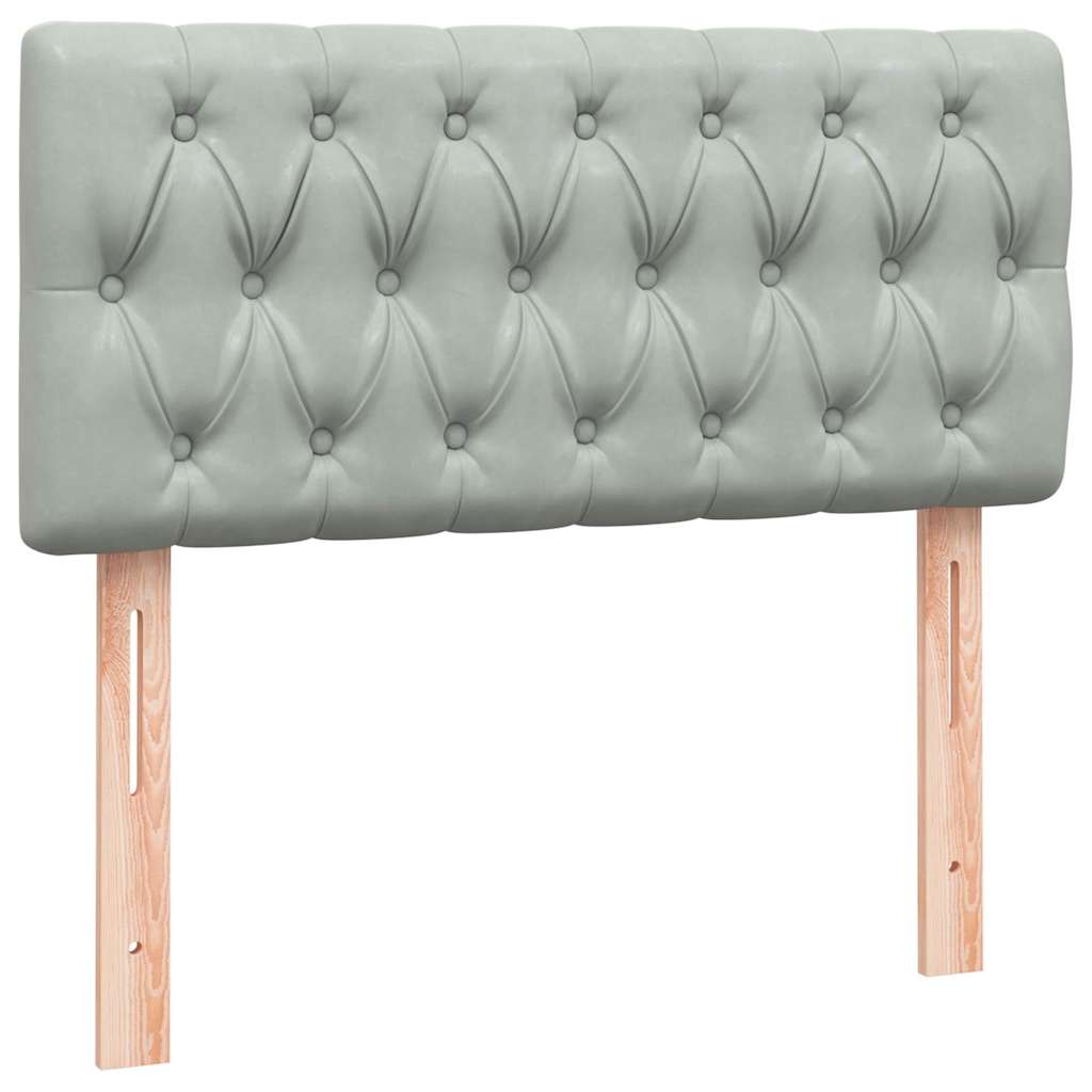 vidaXL Κρεβάτι Boxspring με Στρώμα & LED Ανοιχτό Γκρι 80x210 εκ. Βελούδινο