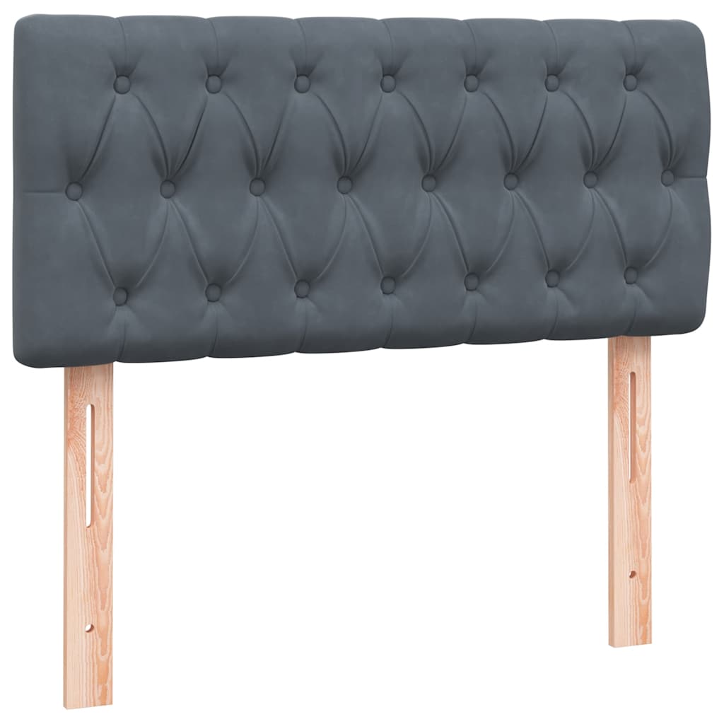 vidaXL Κρεβάτι Boxspring με Στρώμα & LED Σκούρο γκρι 80x210 εκ. Βελούδινο