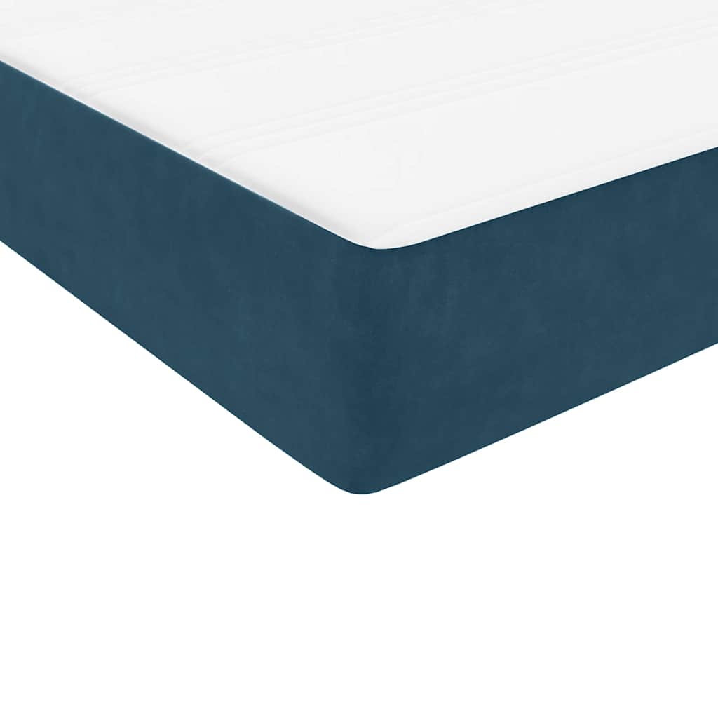 vidaXL Κρεβάτι Boxspring με Στρώμα & LED σκούρο μπλε 80x210 εκ. Βελούδινο