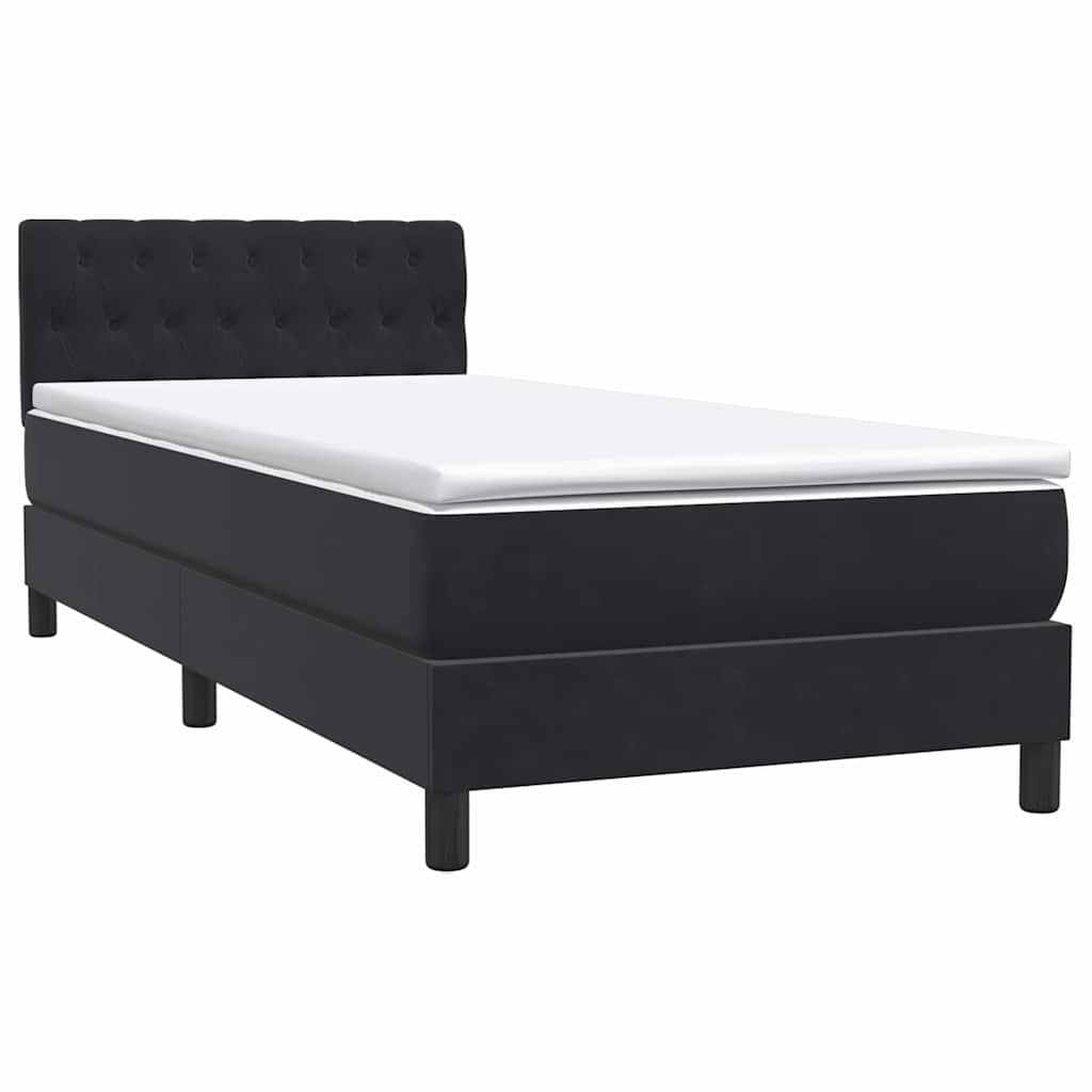 vidaXL Κρεβάτι Boxspring με Στρώμα & LED Μαύρο 90x210 εκ. Βελούδινο