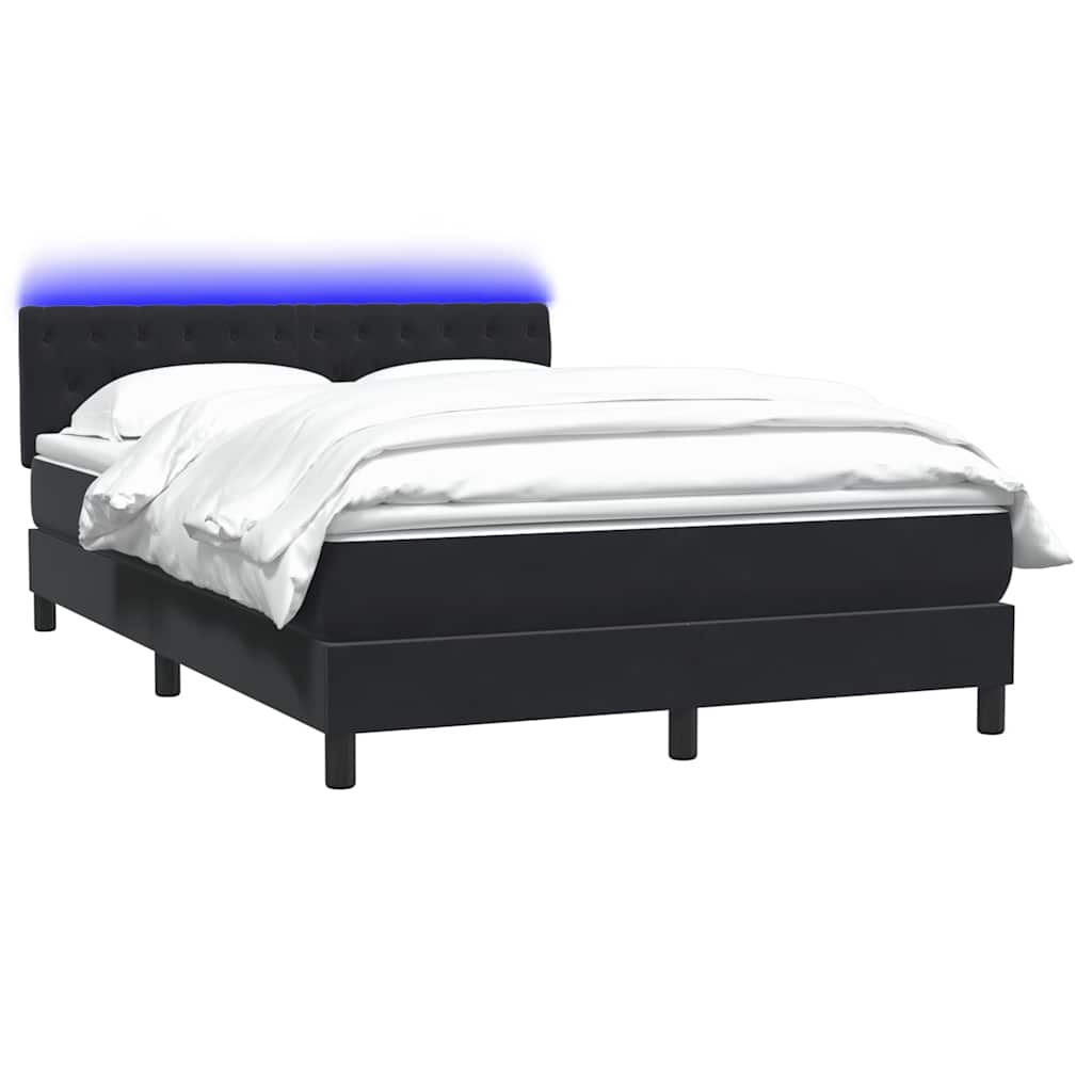 vidaXL Κρεβάτι Boxspring με Στρώμα & LED Μαύρο 160x210 εκ. Βελούδινο