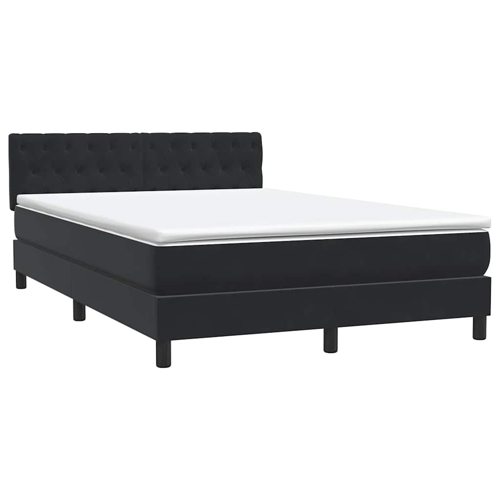 vidaXL Κρεβάτι Boxspring με Στρώμα & LED Μαύρο 160x210 εκ. Βελούδινο