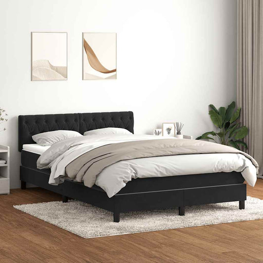 vidaXL Κρεβάτι Boxspring με Στρώμα & LED Μαύρο 160x210 εκ. Βελούδινο