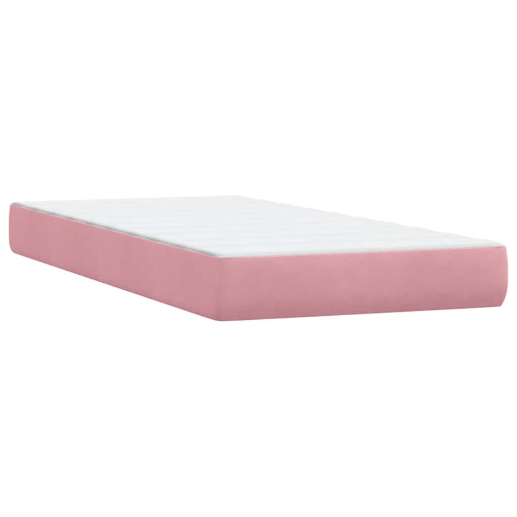 vidaXL Κρεβάτι Boxspring με Στρώμα & LED Ροζ 180x210 εκ. Βελούδινο