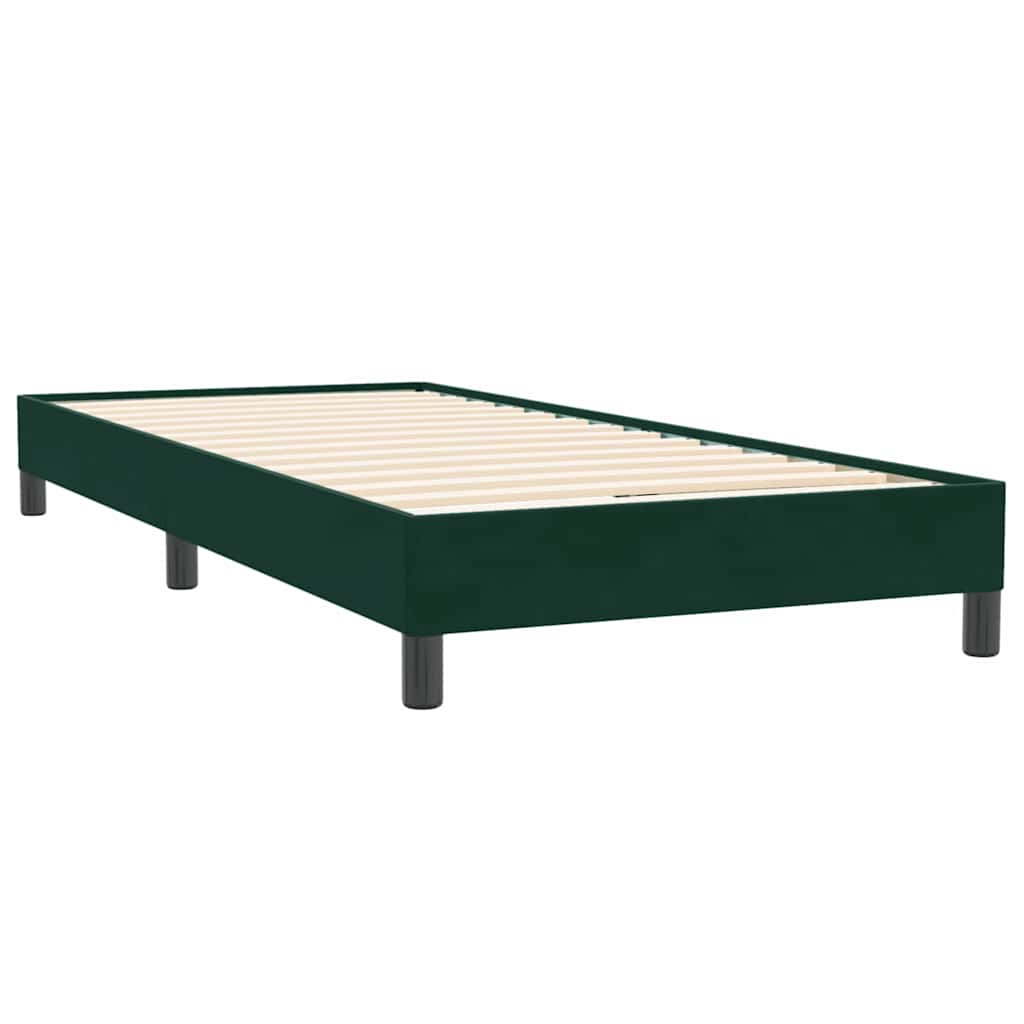 vidaXL Κρεβάτι Boxspring με Στρώμα & LED σκούρο πράσινο 80x220εκ. Βελούδινο
