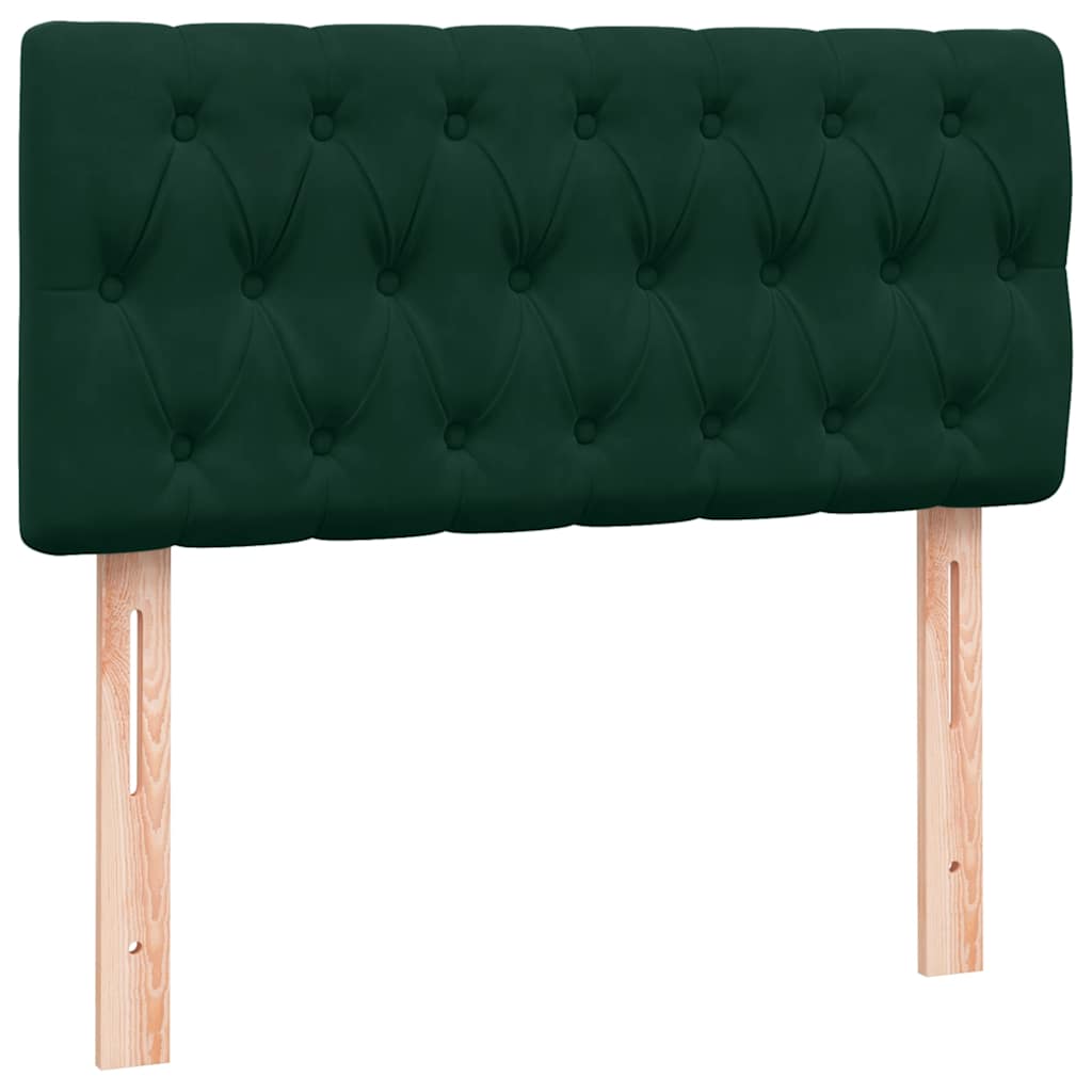 vidaXL Κρεβάτι Boxspring με Στρώμα & LED σκούρο πράσινο 80x220εκ. Βελούδινο