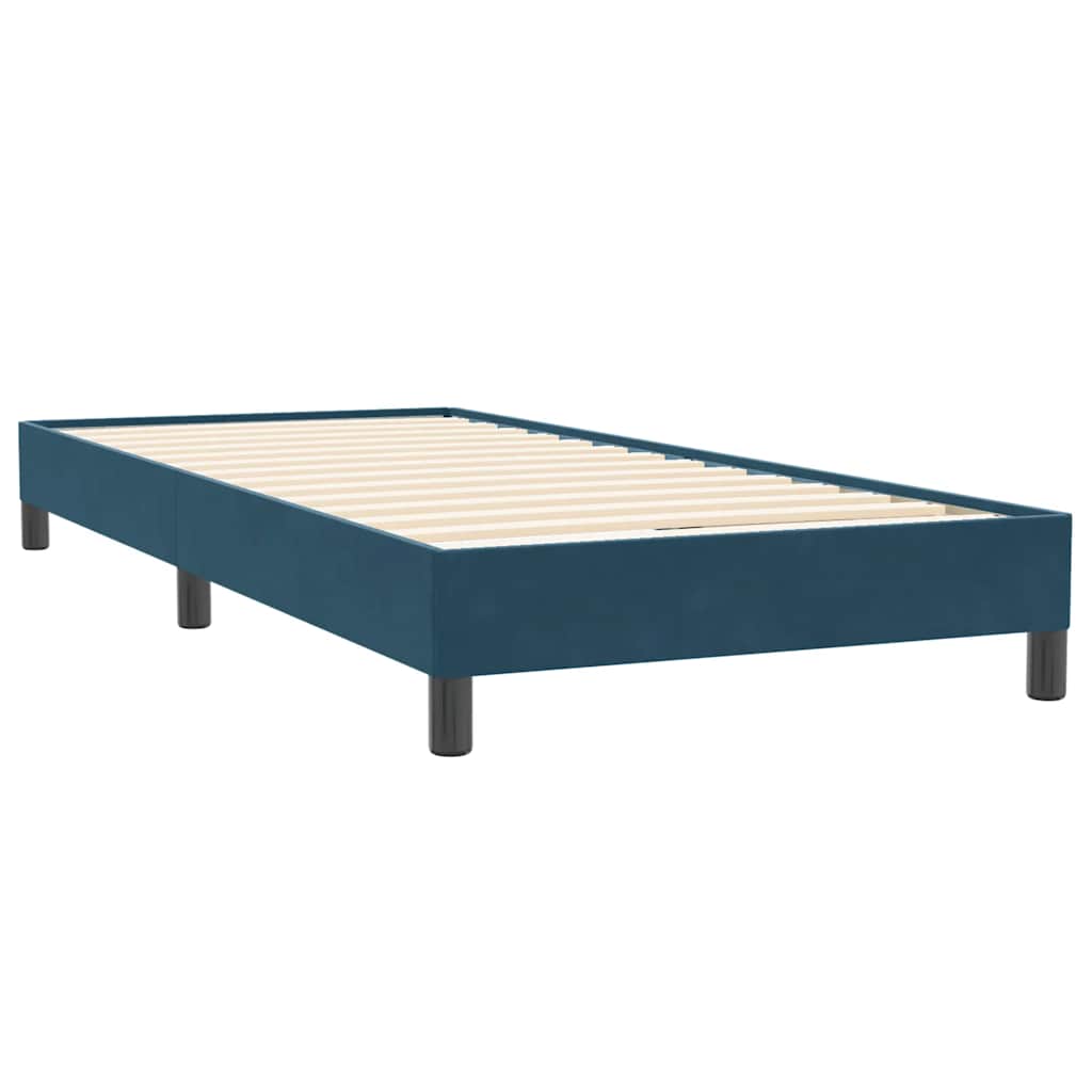 vidaXL Κρεβάτι Boxspring με Στρώμα & LED Σκούρο Μπλε 80x220 εκ. Βελούδινο