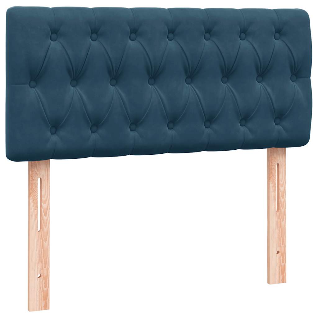 vidaXL Κρεβάτι Boxspring με Στρώμα & LED Σκούρο Μπλε 80x220 εκ. Βελούδινο