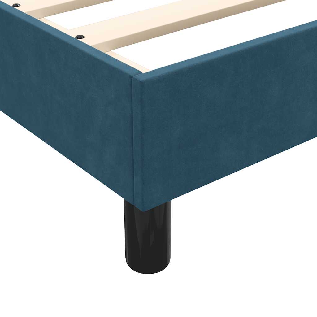 vidaXL Κρεβάτι Boxspring με Στρώμα & LED Σκούρο Μπλε 80x220 εκ. Βελούδινο