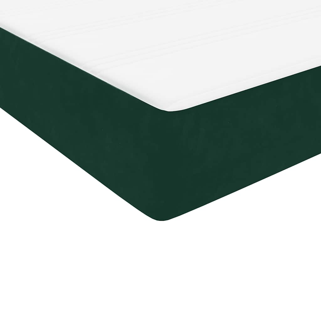 vidaXL Κρεβάτι Boxspring με Στρώμα & LED σκούρο πράσινο 160x220cm Βελούδινο