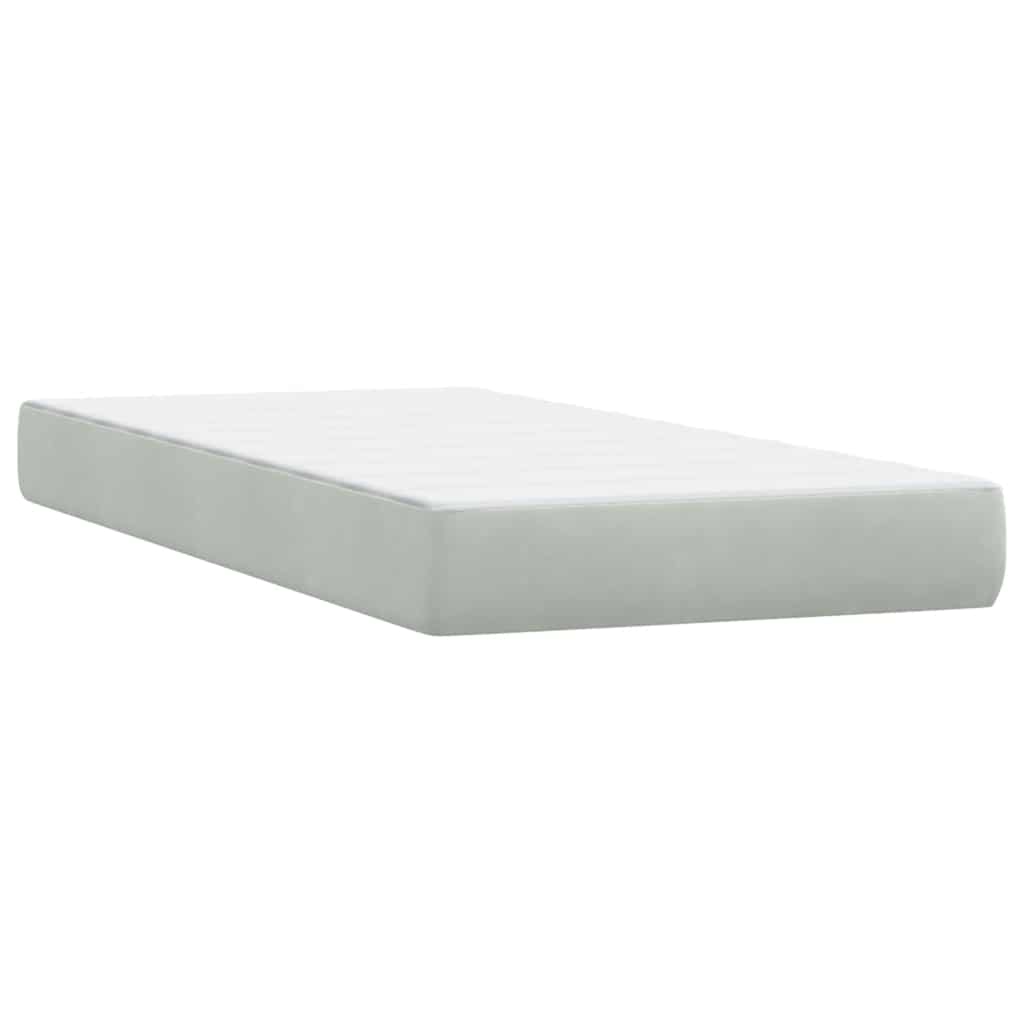 vidaXL Κρεβάτι Boxspring με Στρώμα & LED Ανοιχτό Γκρι 80x210 εκ. Βελούδινο
