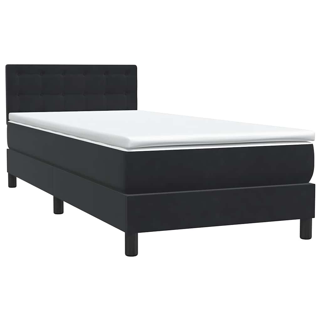 vidaXL Κρεβάτι Boxspring με Στρώμα & LED Μαύρο 90x210 εκ. Βελούδινο