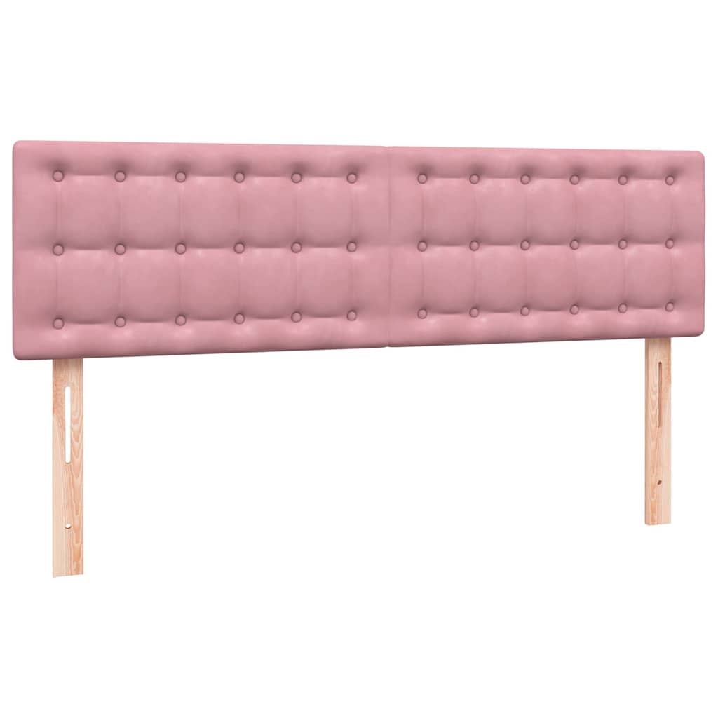 vidaXL Κρεβάτι Boxspring με Στρώμα & LED Ροζ 140x210 εκ. Βελούδινο