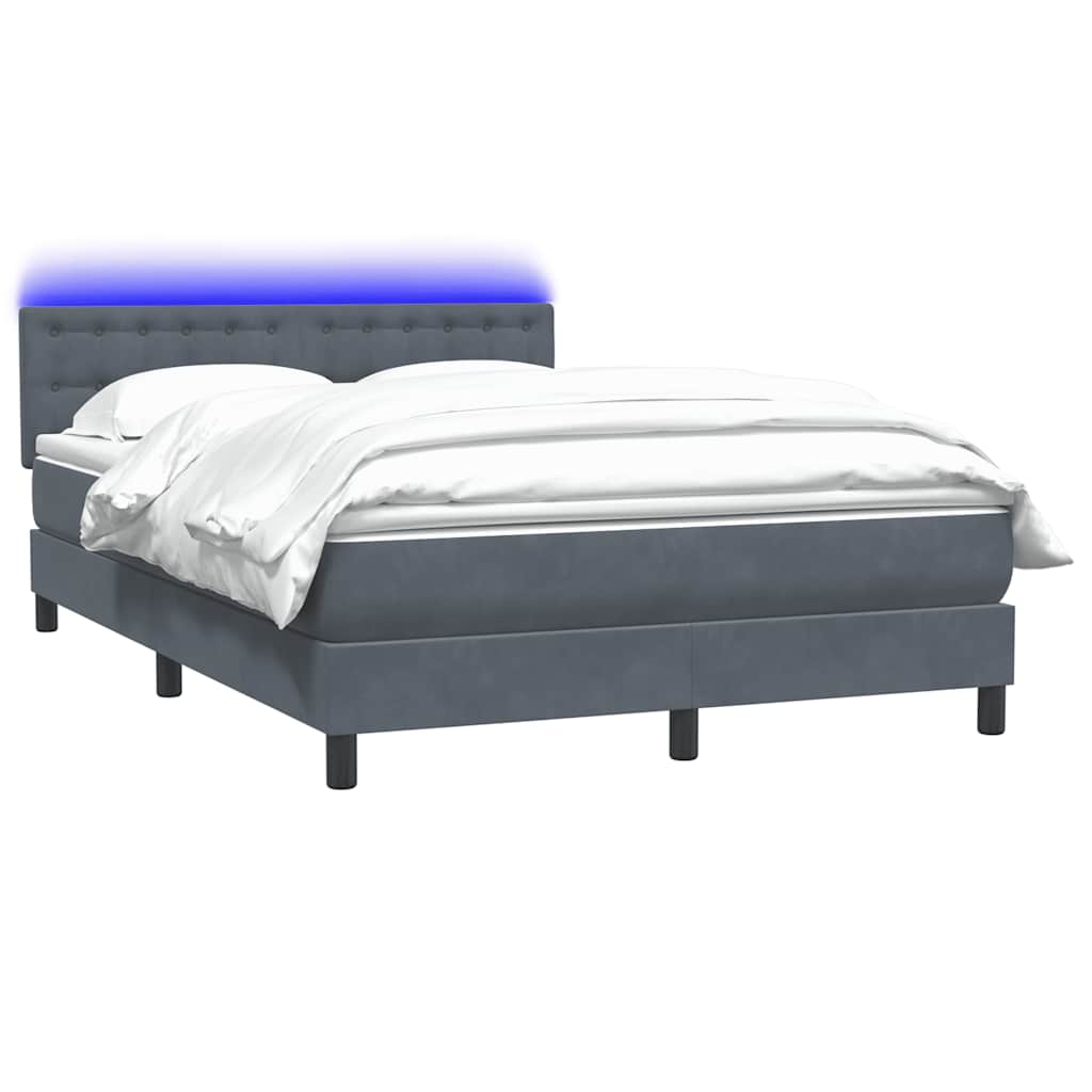 vidaXL Κρεβάτι Boxspring με Στρώμα & LED Σκούρο Γκρι 160x210 εκ. Βελούδινο
