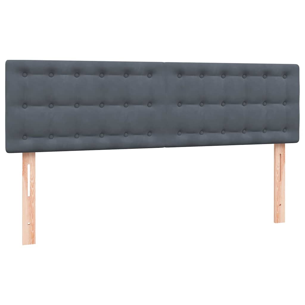 vidaXL Κρεβάτι Boxspring με Στρώμα & LED Σκούρο Γκρι 160x210 εκ. Βελούδινο