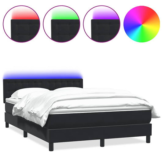 vidaXL Κρεβάτι Boxspring με Στρώμα & LED Μαύρο 160x210 εκ. Βελούδινο