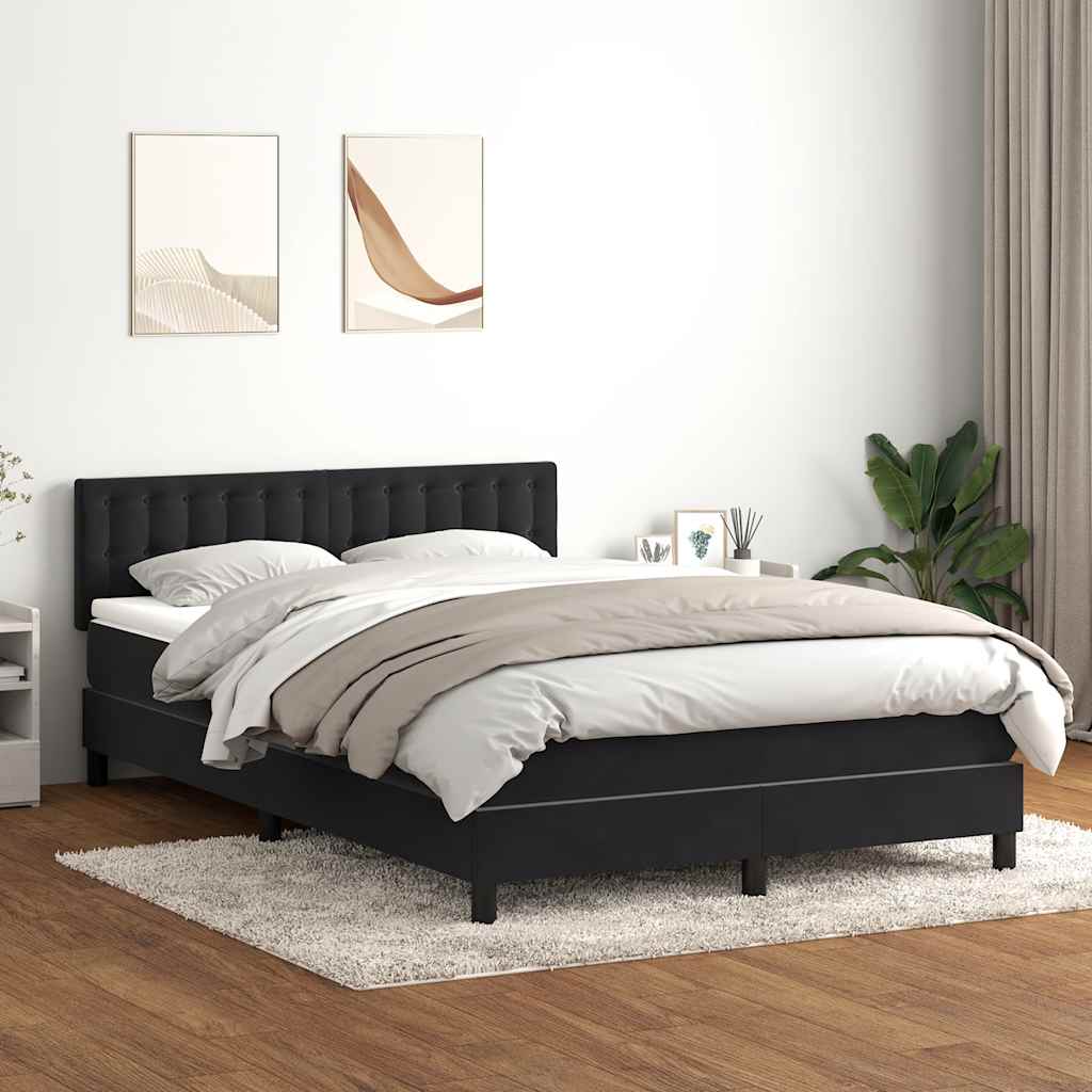 vidaXL Κρεβάτι Boxspring με Στρώμα & LED Μαύρο 160x210 εκ. Βελούδινο