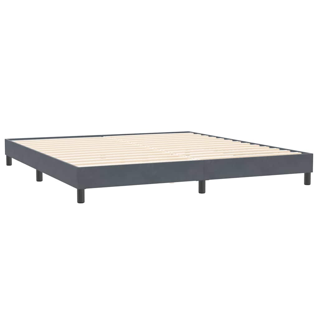 vidaXL Κρεβάτι Boxspring με Στρώμα & LED Σκούρο Γκρι 180x210 εκ. Βελούδινο