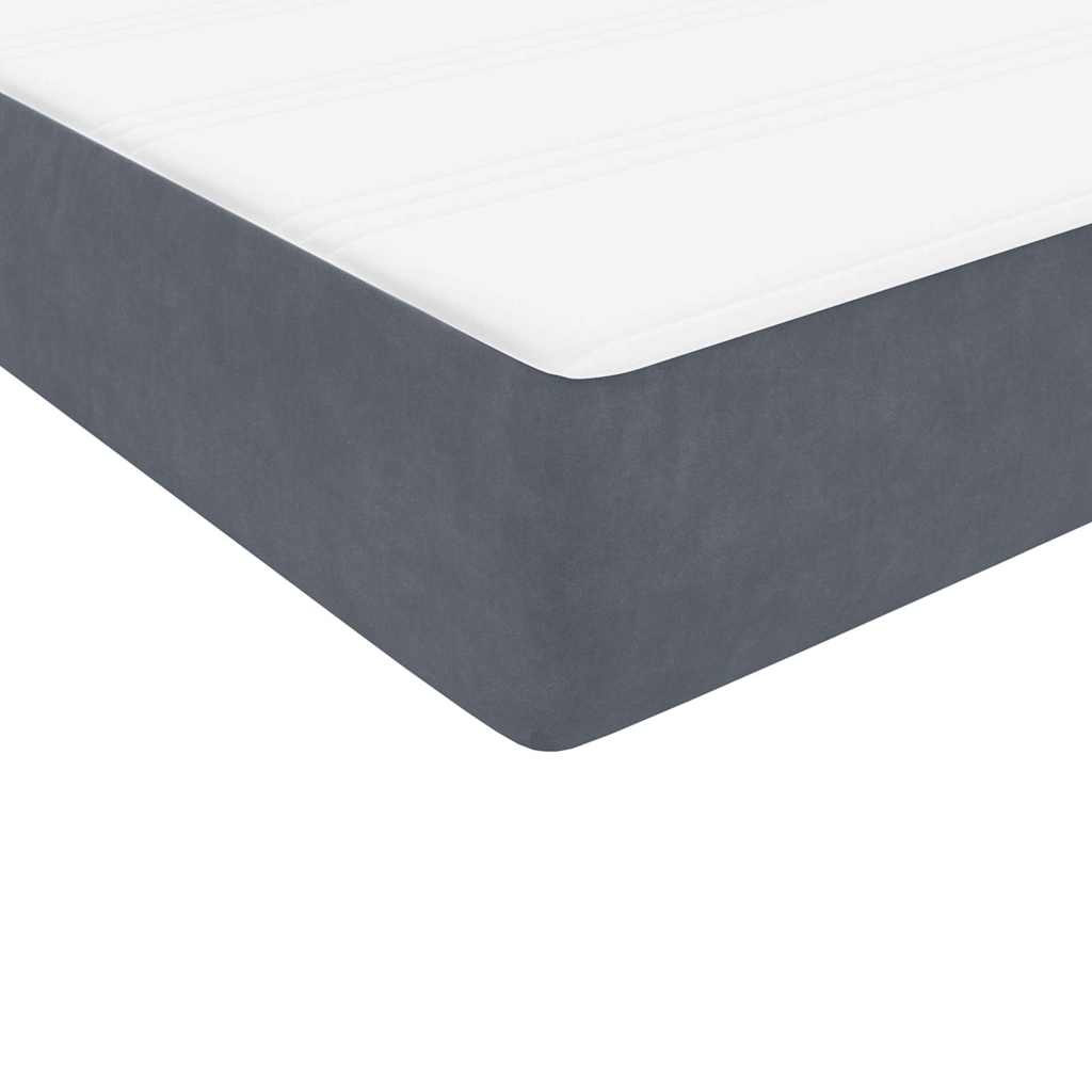 vidaXL Κρεβάτι Boxspring με Στρώμα & LED Σκούρο Γκρι 180x210 εκ. Βελούδινο