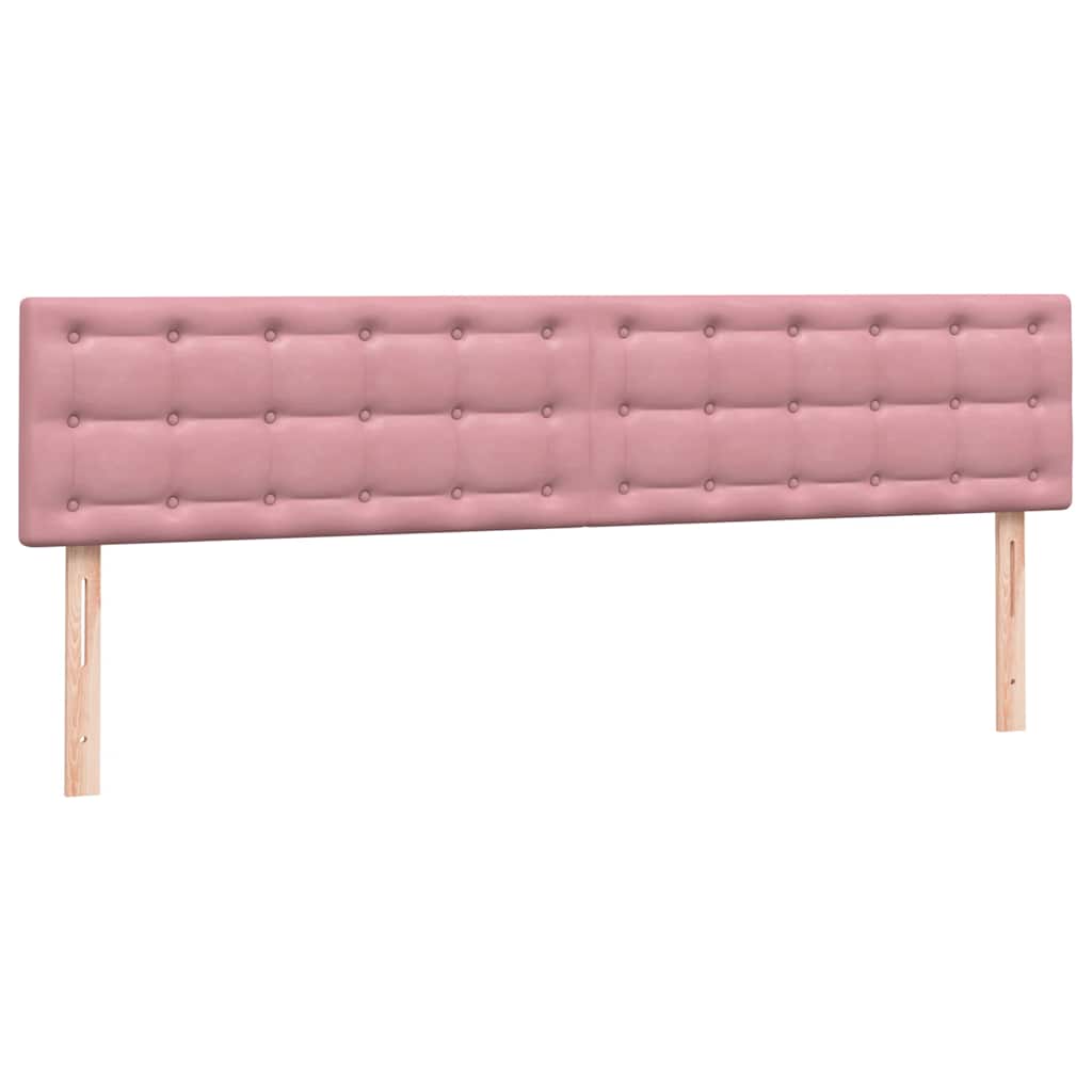 vidaXL Κρεβάτι Boxspring με Στρώμα & LED Ροζ 180x210 εκ. Βελούδινο