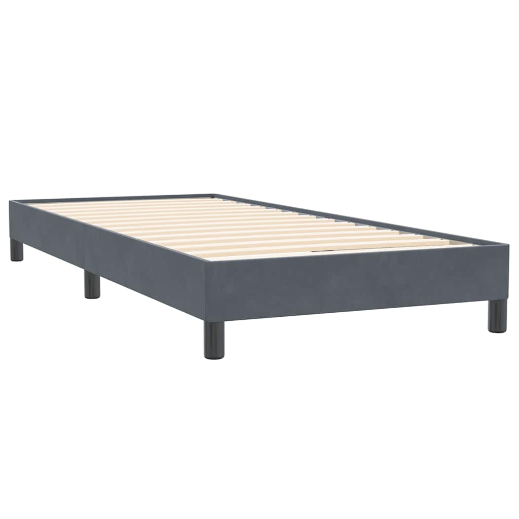 vidaXL Κρεβάτι Boxspring με Στρώμα & LED Σκούρο Γκρι 80x220 εκ. Βελούδινο