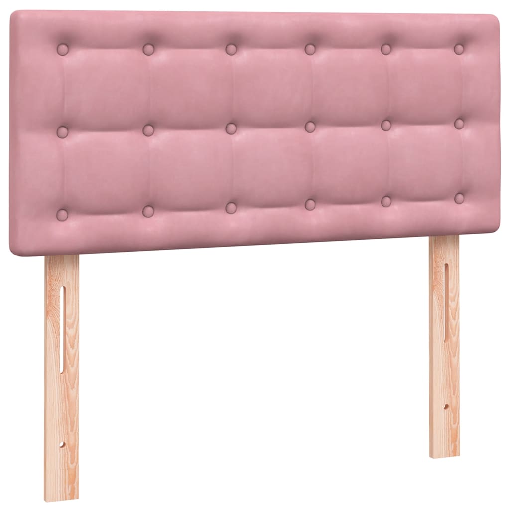 vidaXL Κρεβάτι Boxspring με Στρώμα & LED Ροζ 80x220 εκ. Βελούδινο