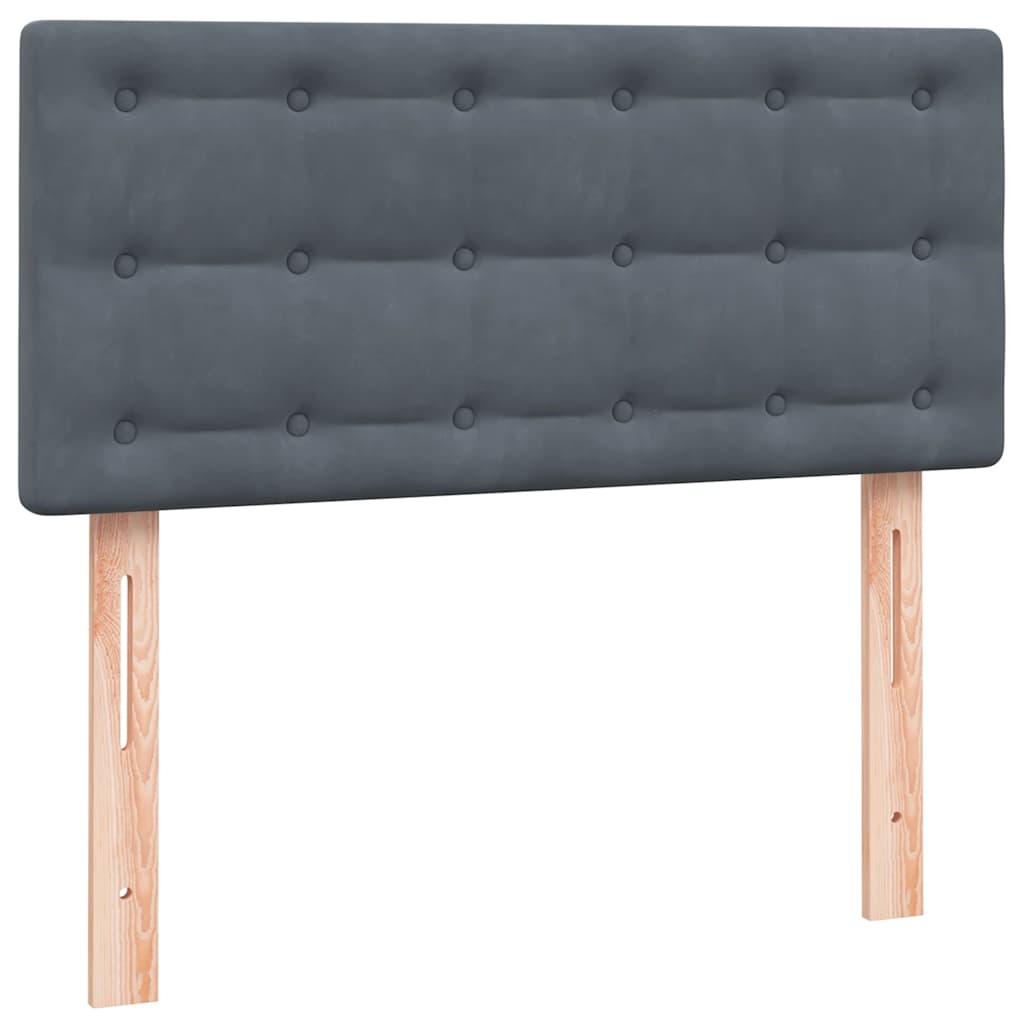 vidaXL Κρεβάτι Boxspring με Στρώμα & LED Σκούρο Γκρι 90x220 εκ. Βελούδινο