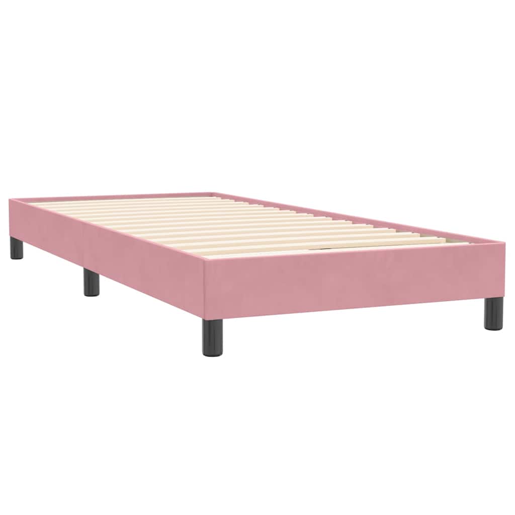 vidaXL Κρεβάτι Boxspring με Στρώμα & LED Ροζ 90x220 εκ. Βελούδινο