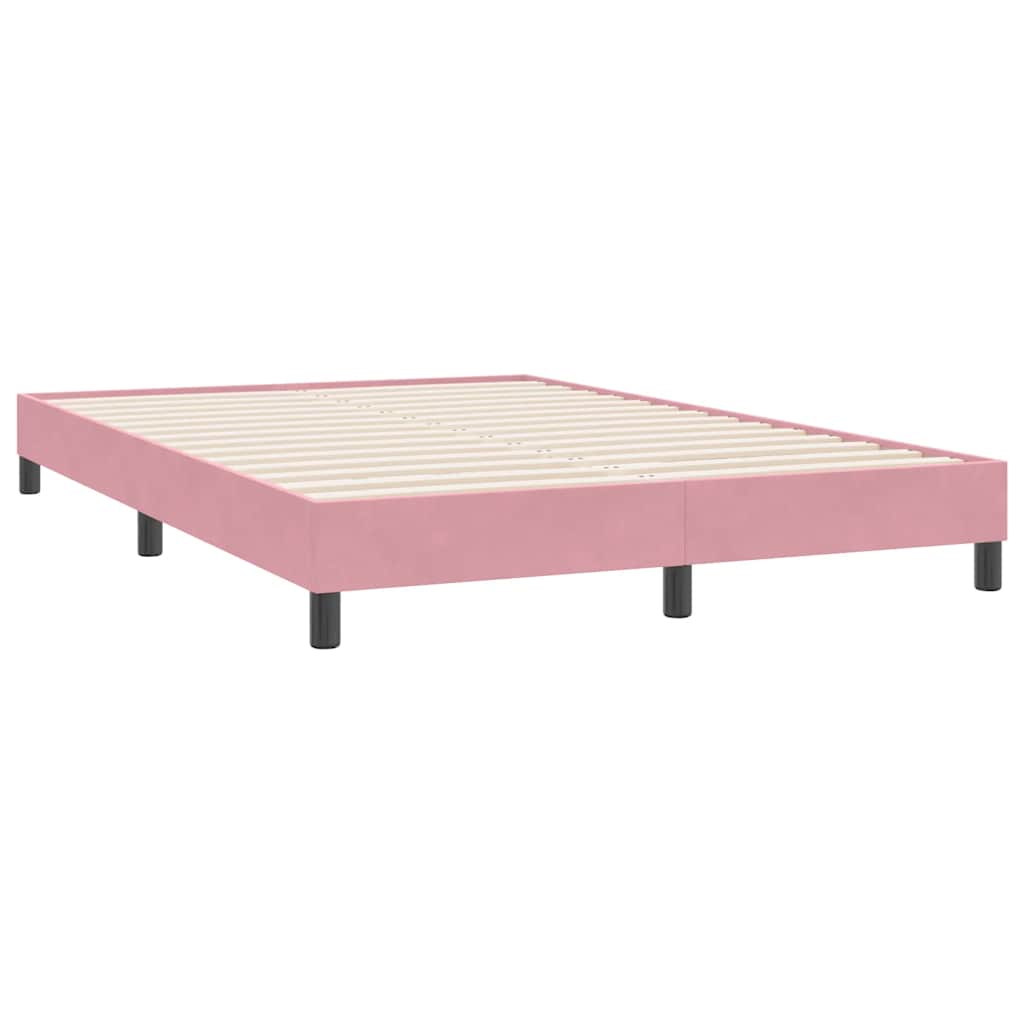 vidaXL Κρεβάτι Boxspring με Στρώμα & LED ροζ 140x220 cm Βελούδινο