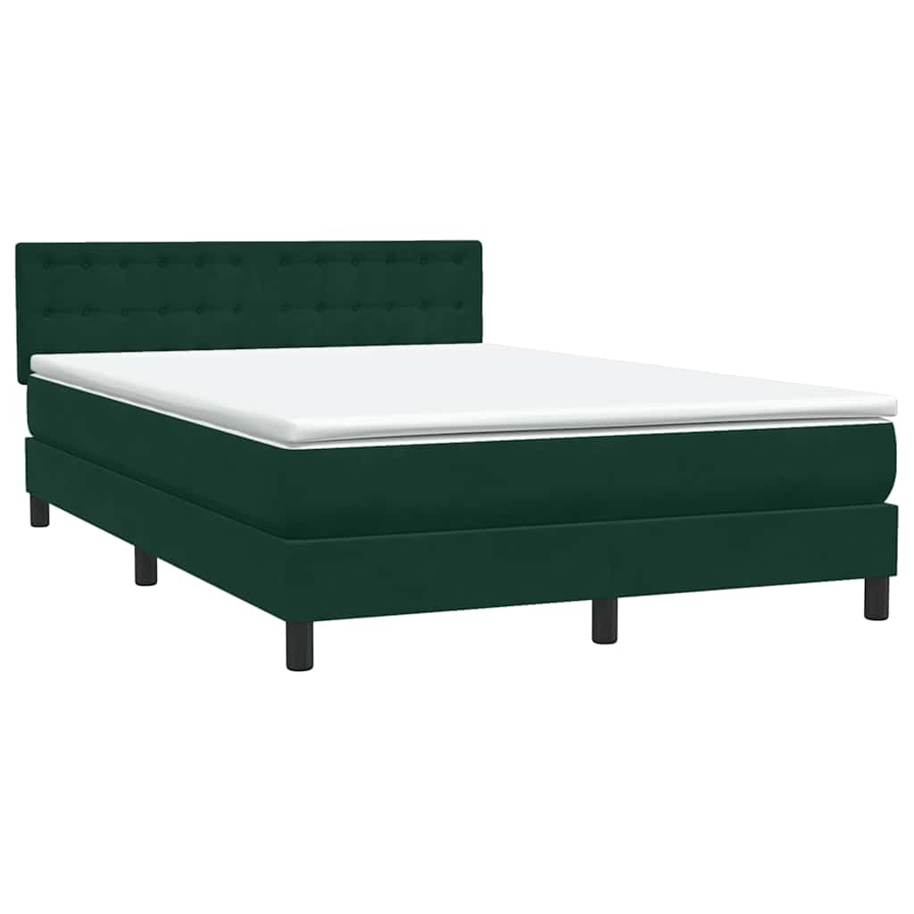 vidaXL Κρεβάτι Boxspring με Στρώμα & LED σκούρο πράσινο 160x220cm Βελούδινο