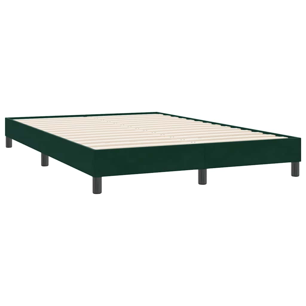 vidaXL Κρεβάτι Boxspring με Στρώμα & LED σκούρο πράσινο 160x220cm Βελούδινο