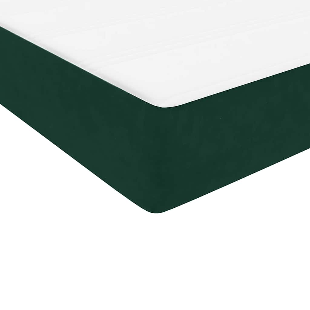 vidaXL Κρεβάτι Boxspring με Στρώμα & LED σκούρο πράσινο 180x220cm Βελούδινο