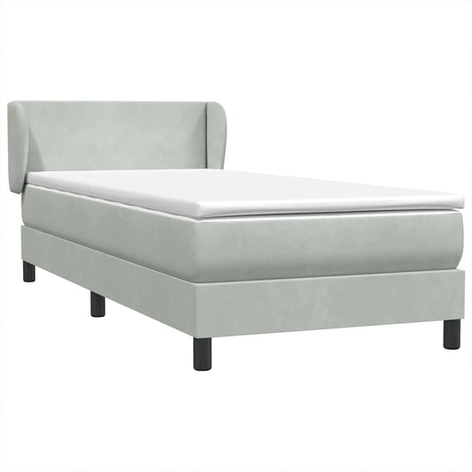 vidaXL Κρεβάτι Boxspring με Στρώμα Ανοιχτό Γκρι 80x210 εκ. Βελούδινο