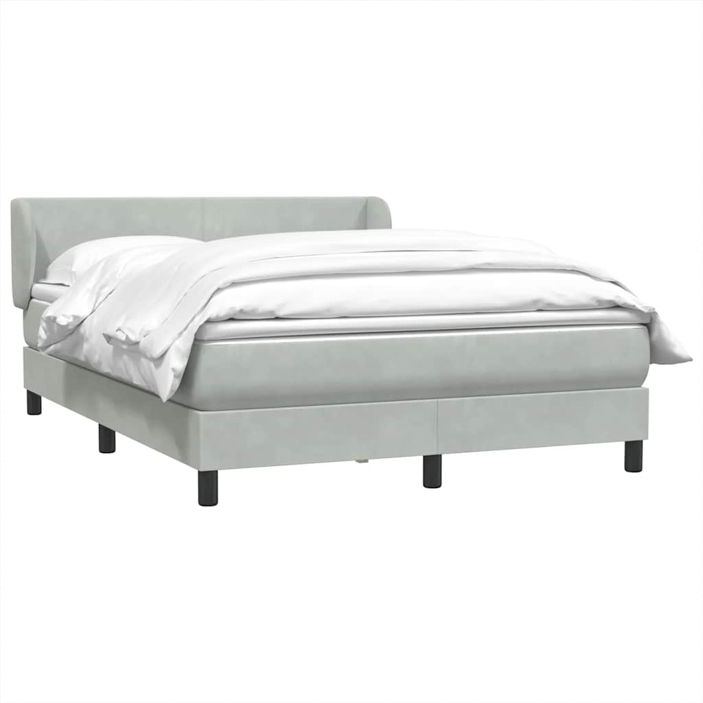 vidaXL Κρεβάτι Boxspring με Στρώμα Ανοιχτό Γκρι 160x210 εκ. Βελούδινο