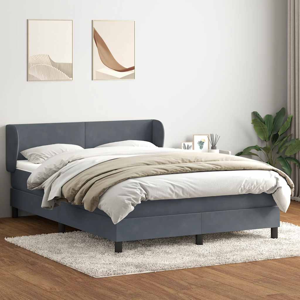 vidaXL Κρεβάτι Boxspring με Στρώμα Σκούρο Γκρι 160x210 εκ. Βελούδινο