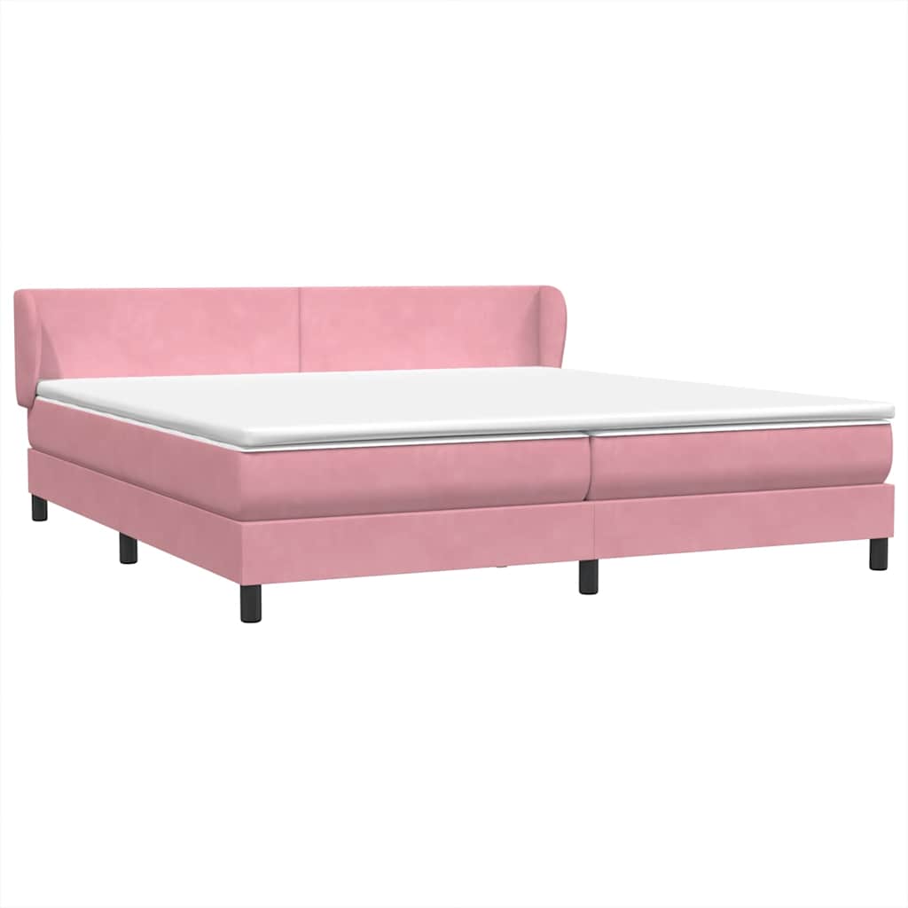 vidaXL Box Spring κρεβάτι με στρώματα ροζ 180x210 cm Βελούδινο