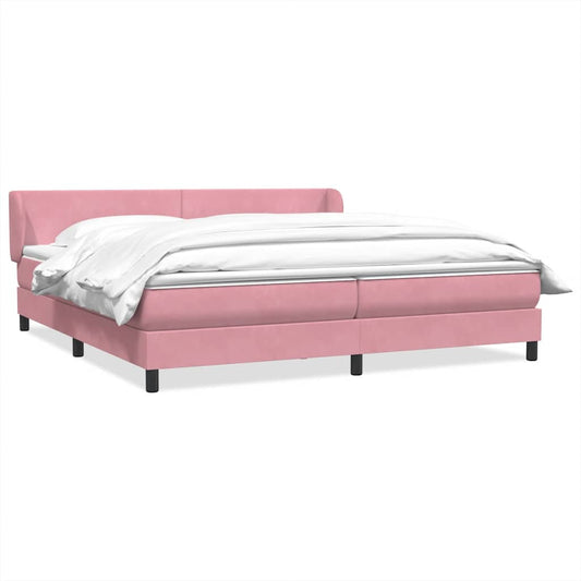 vidaXL Box Spring κρεβάτι με στρώματα ροζ 180x210 cm Βελούδινο