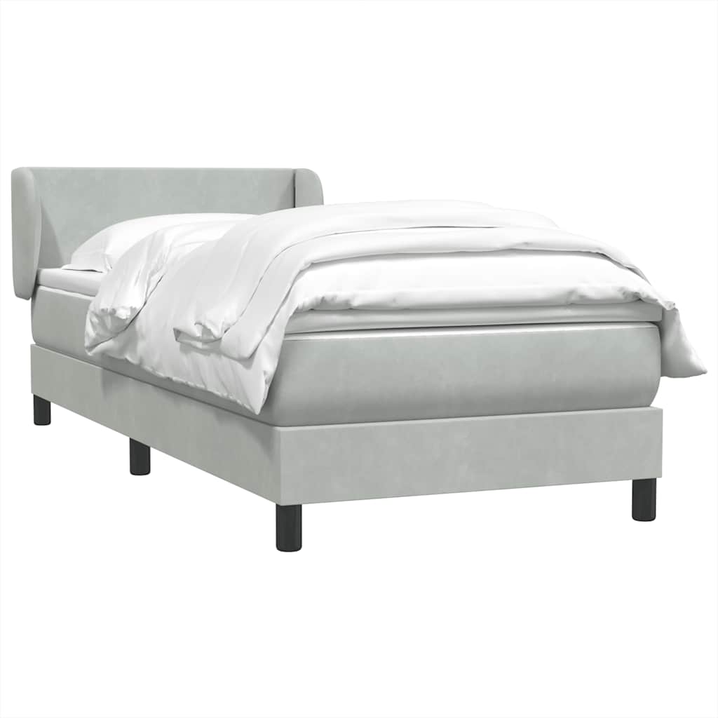 vidaXL Box Spring κρεβάτι με στρώμα ανοιχτό γκρι 80x220 cm Βελούδινο