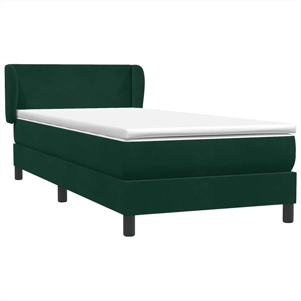vidaXL Box Spring κρεβάτι με στρώμα σκούρο πράσινο 80x220εκ. Βελούδινο