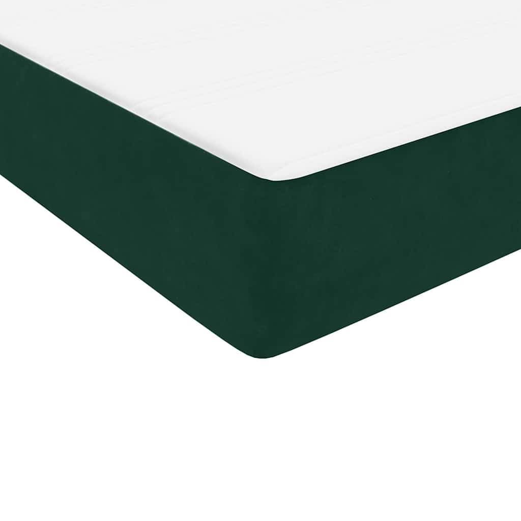 vidaXL Box Spring κρεβάτι με στρώμα σκούρο πράσινο 80x220εκ. Βελούδινο