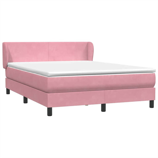 vidaXL Box Spring κρεβάτι με στρώμα ροζ 140x220 cm Βελούδινο