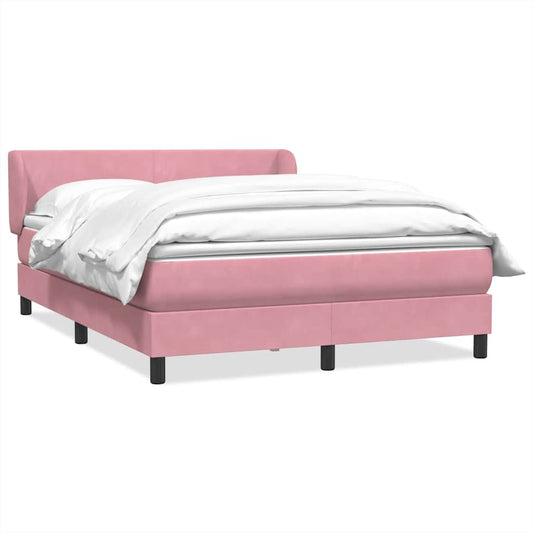 vidaXL Box Spring κρεβάτι με στρώμα ροζ 140x220 cm Βελούδινο