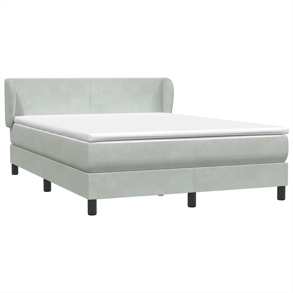 vidaXL Κρεβάτι Boxspring με Στρώμα Ανοιχτό Γκρι 160x220 εκ. Βελούδινο