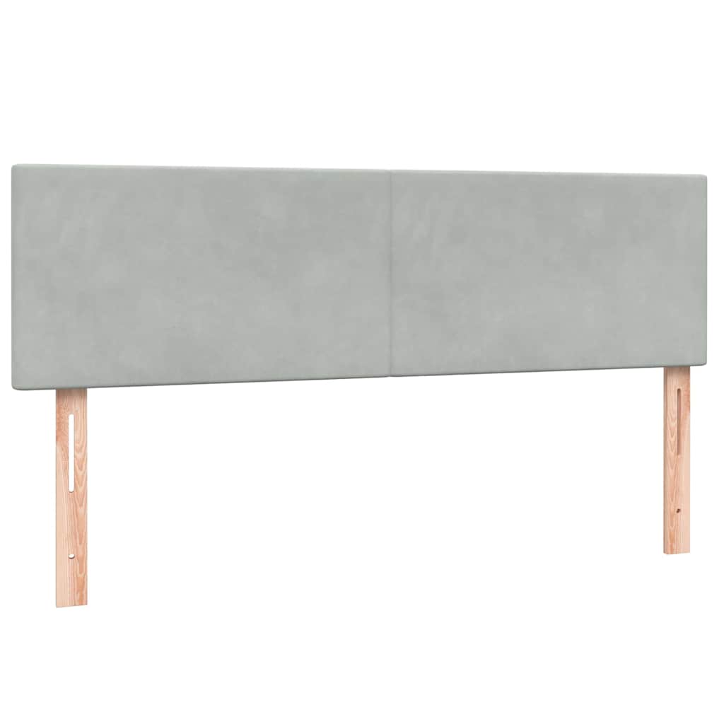 vidaXL Κρεβάτι Boxspring με Στρώμα Ανοιχτό Γκρι 160x220 εκ. Βελούδινο