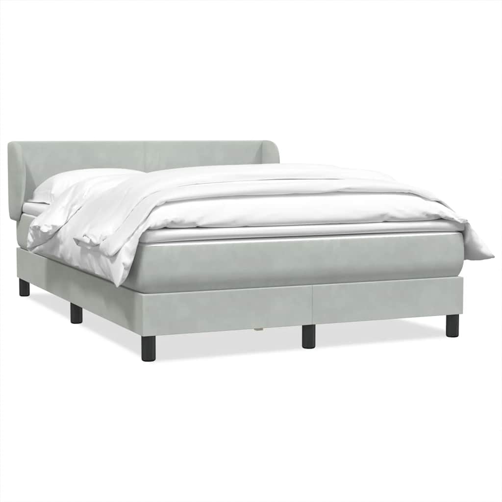 vidaXL Κρεβάτι Boxspring με Στρώμα Ανοιχτό Γκρι 160x220 εκ. Βελούδινο