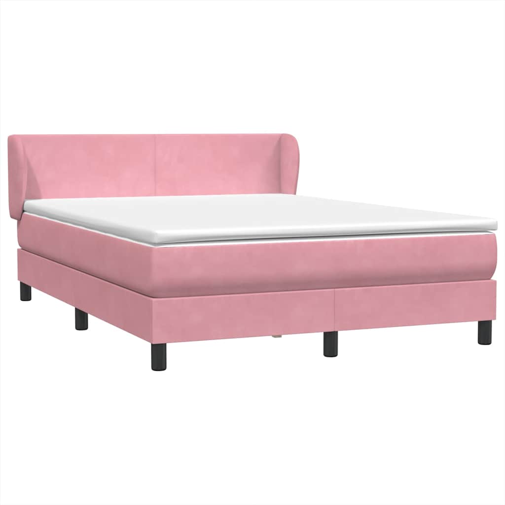 vidaXL Box Spring κρεβάτι με στρώμα ροζ 160x220 cm Βελούδινο