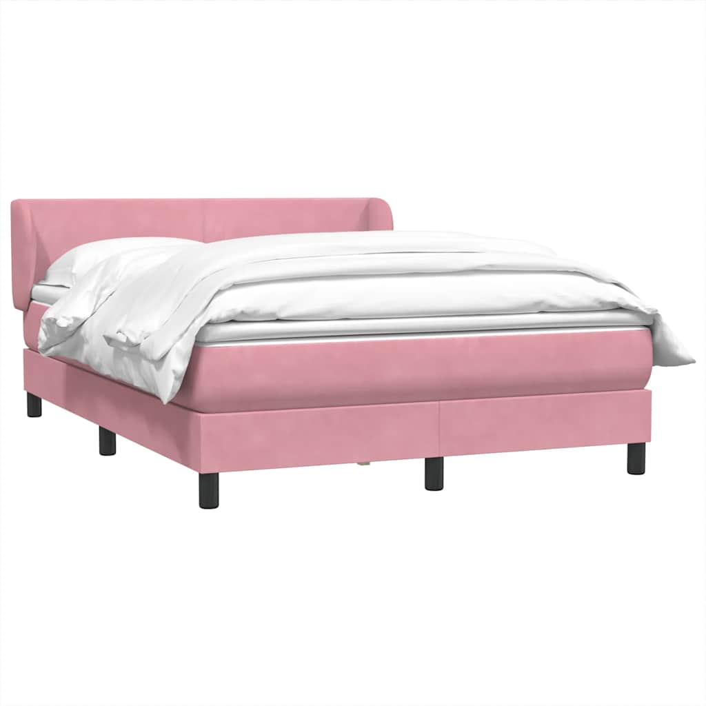 vidaXL Box Spring κρεβάτι με στρώμα ροζ 160x220 cm Βελούδινο
